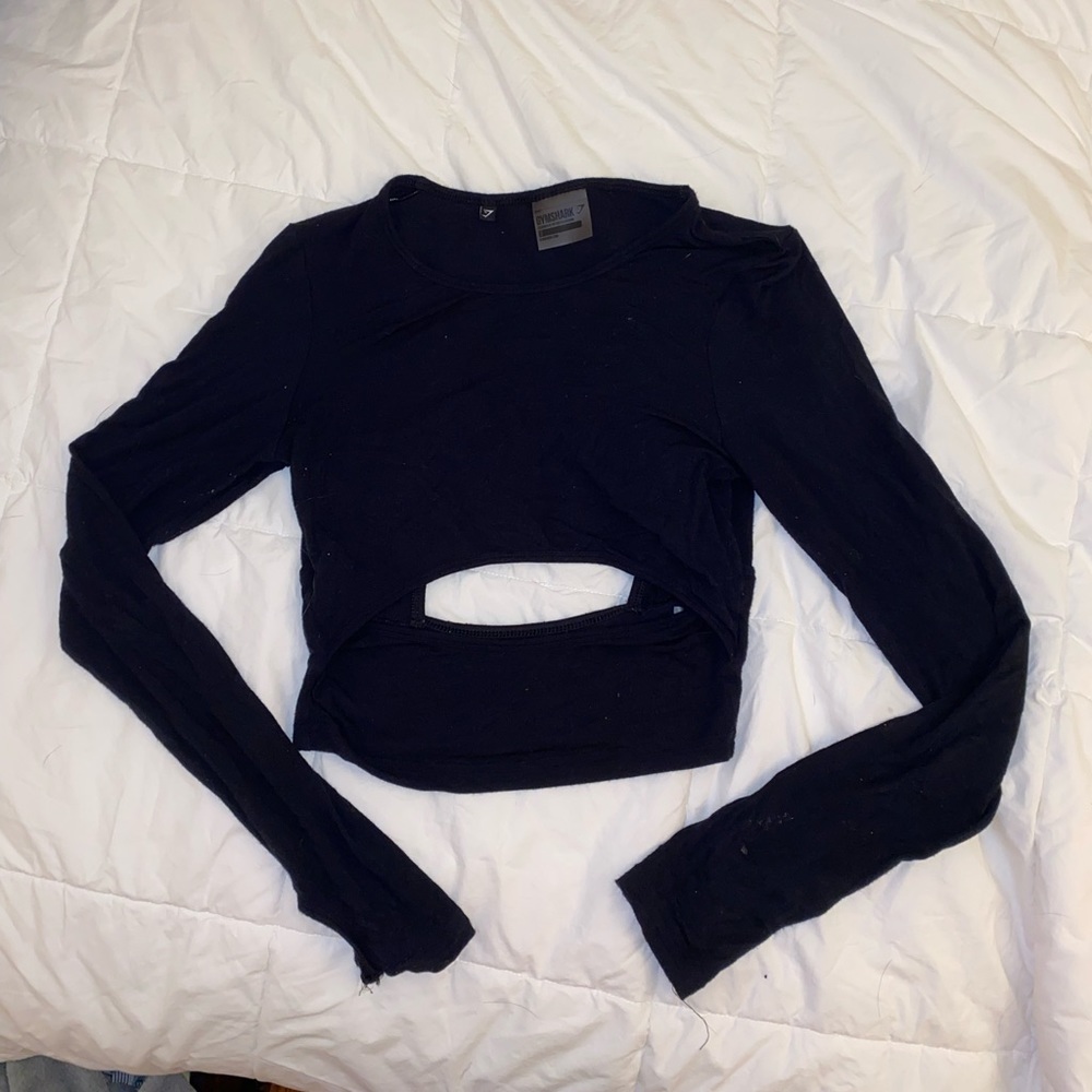 Gymshark black cutout detail long sleeve crop top